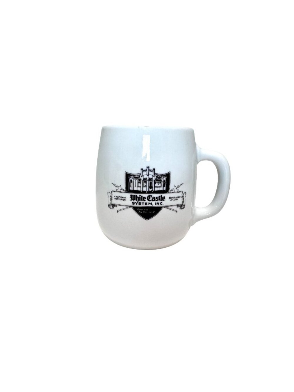 White Castle Restaurant Mug White Ashtray Bottom Vintage Coffee Tea 3" Tall